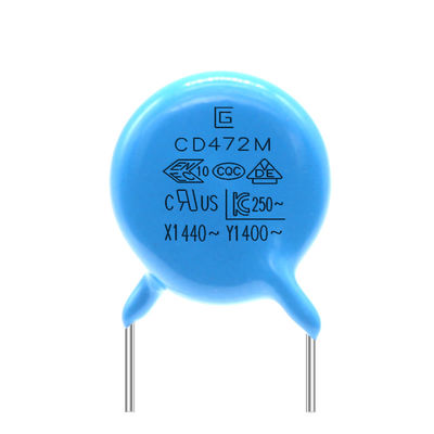 -40C-85C Y1 Veiligheidscondensator Capaciteit 472M/400V Isolatieweerstand &gt; 100MΩ CE-gecertificeerd