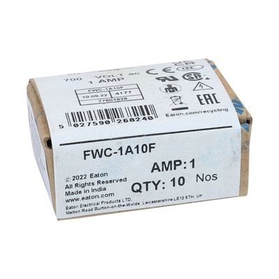Uitstekend fietsvermogen en prestaties Cramic Fuse Eaton Bussmann 10 X 38 mm Ferrule Fuse FWC-1A10F