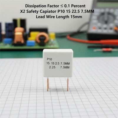Dissipatiefactor ≤ 0,1% X2 Veiligheidscapacitor P10 15 22,5 7,5 mm Looddraadlengte 15 mm Elektrisch onderdeel voor industriële toepassingen